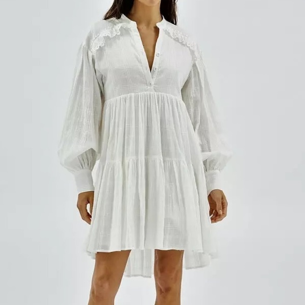 Minkpink Long‎ Sleeve White Dress Size L